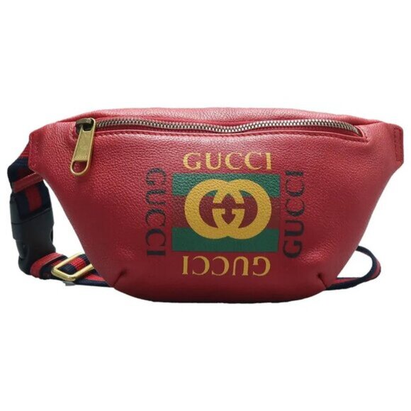 GUCCI Print Red Leather Belt Bag 475-080825 - Picture 1 of 12